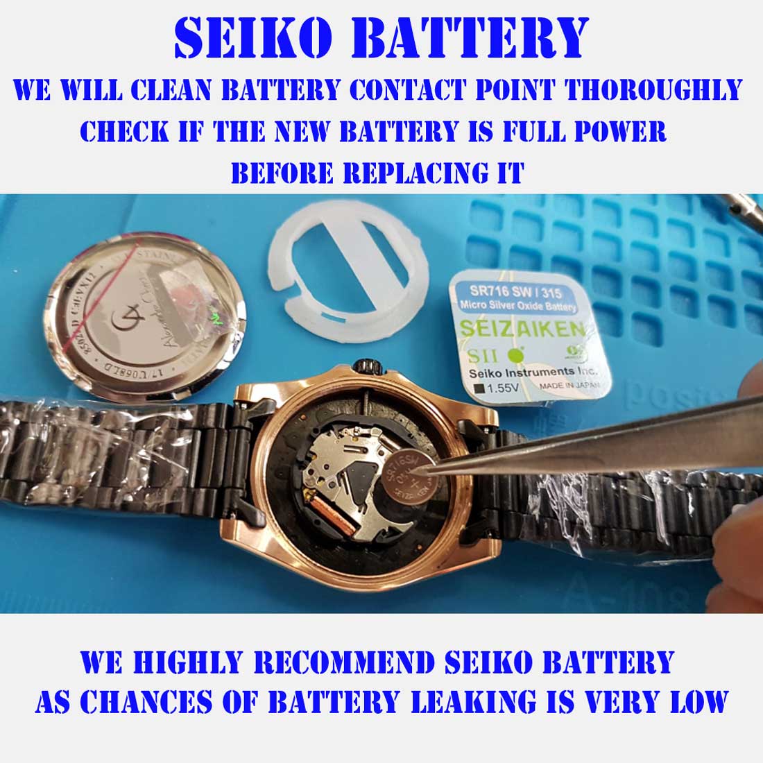 Battery replacement for Seiko watches